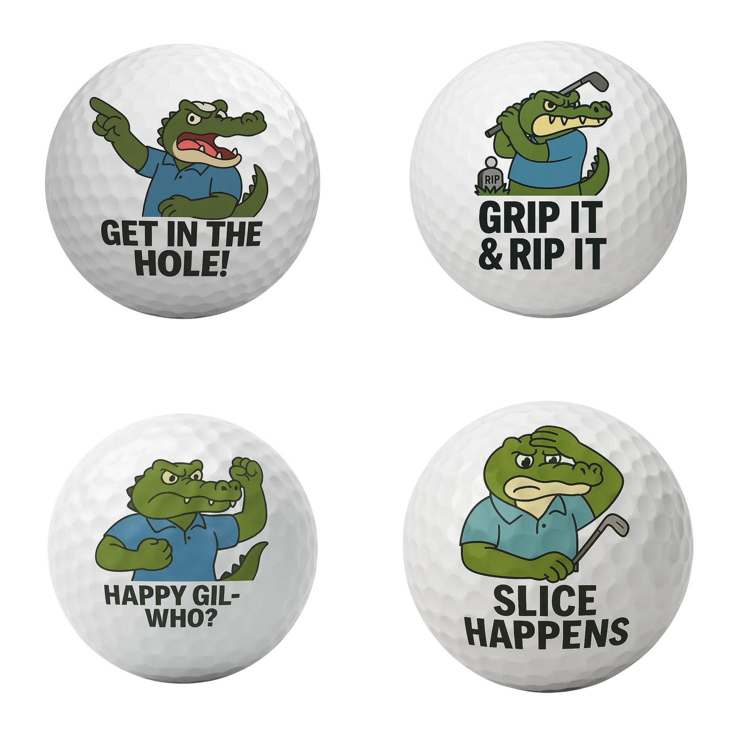 Croc ‘n’ Roll Golf Balls Set of 4 | Funny Novelty Golf Balls | Bogey Blokes Australia - Bogey Blokes