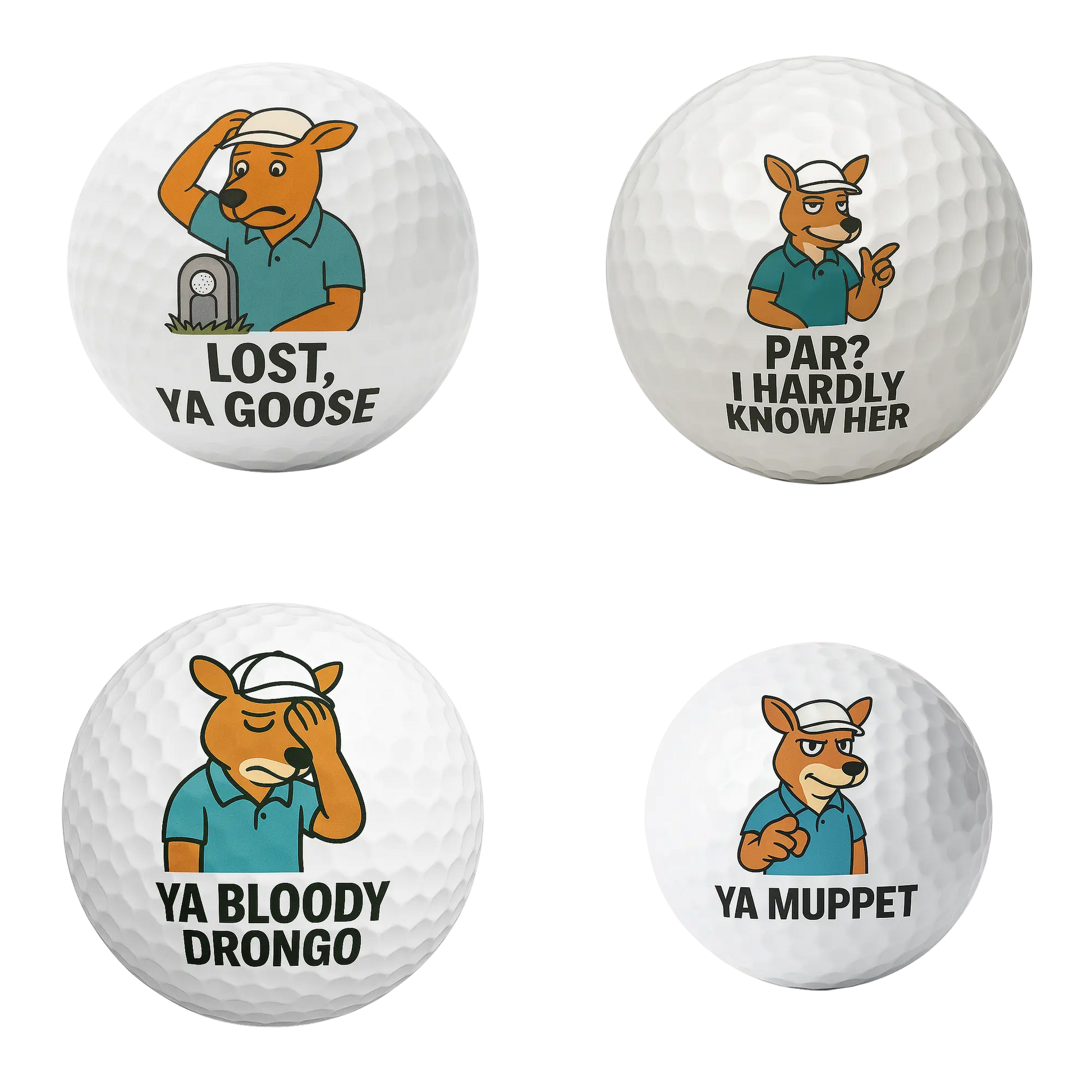 Roo'd Awakening | Funny Kangaroo Golf Ball Set of 4 by Bogey Blokes - Bogey Blokes