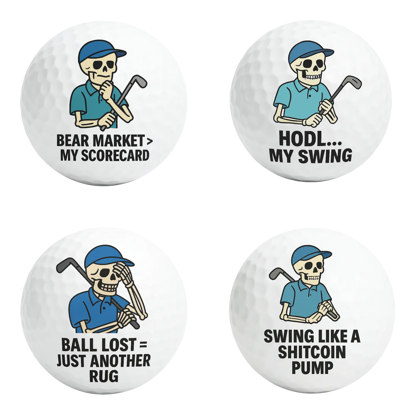 Crypto Swingers | Funny Crypto Golf Ball Set of 4 by Bogey Blokes - Bogey Blokes