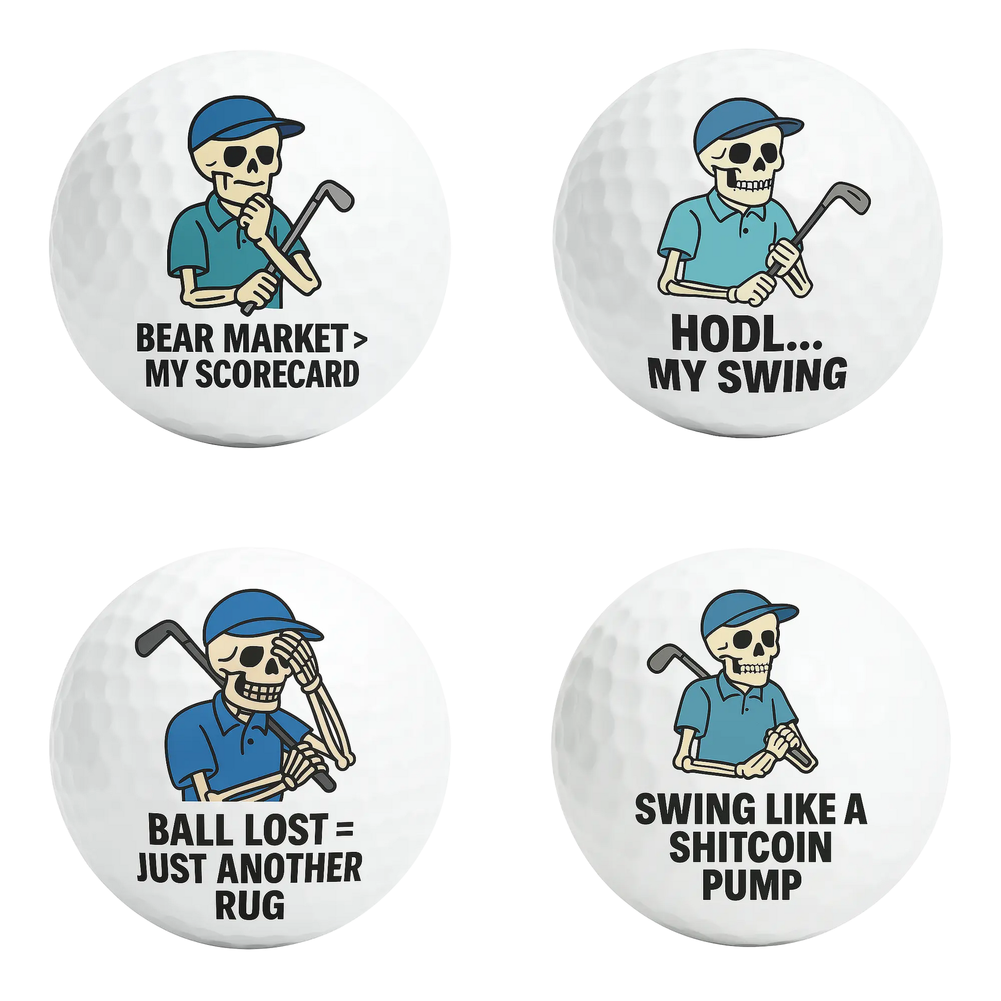 Crypto Swingers | Funny Crypto Golf Ball Set of 4 by Bogey Blokes - Bogey Blokes